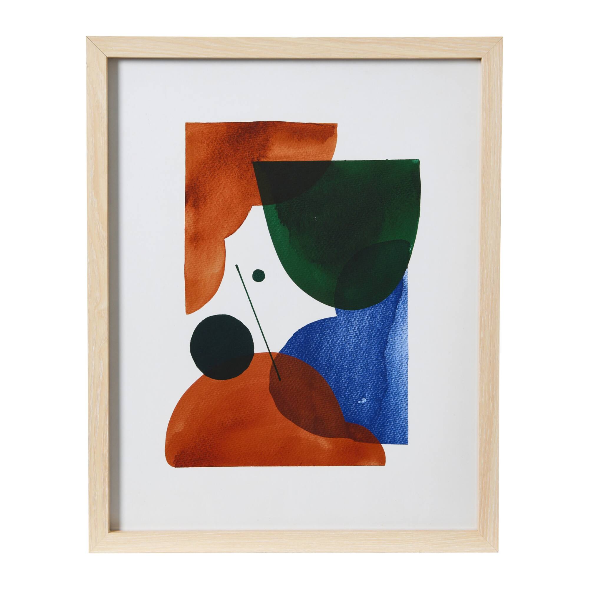 Hello Honey® Multicolor Abstract Geometric Print with Natural Wood Frame